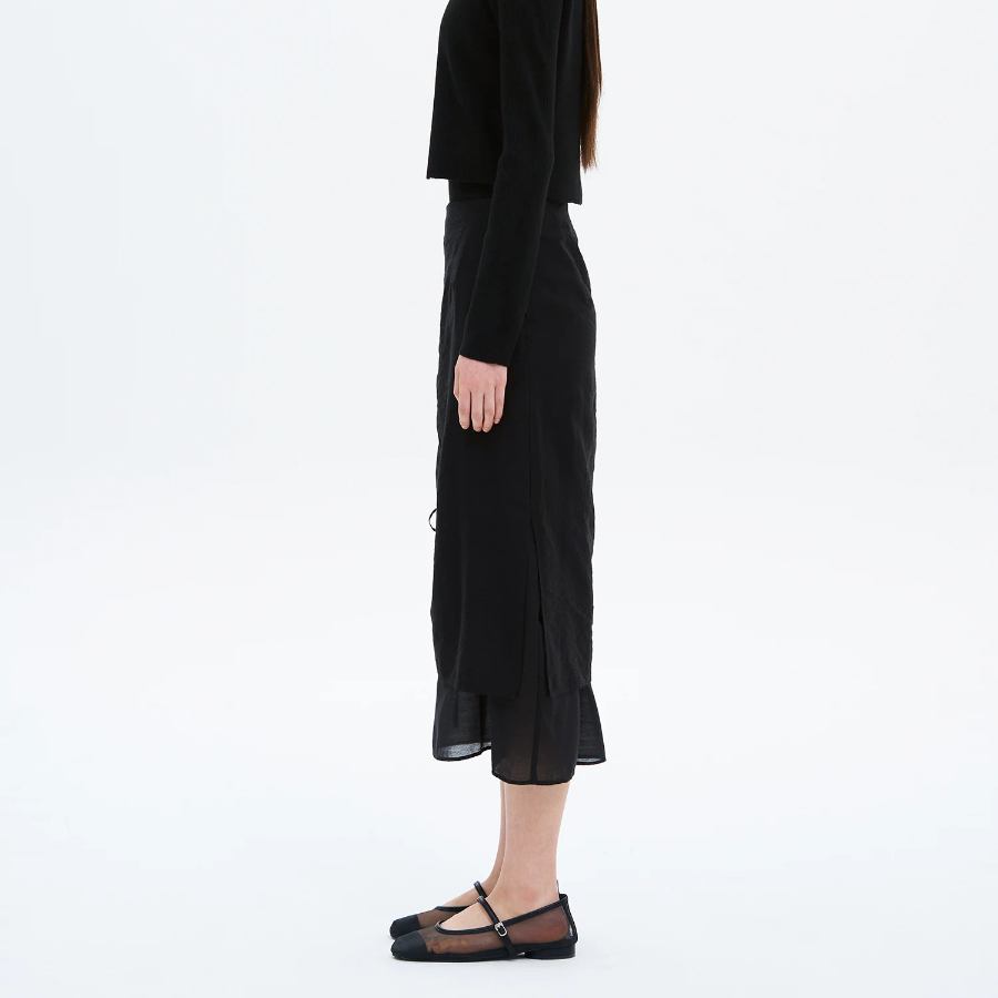 8 seconds Strap Layered Skirt - Black