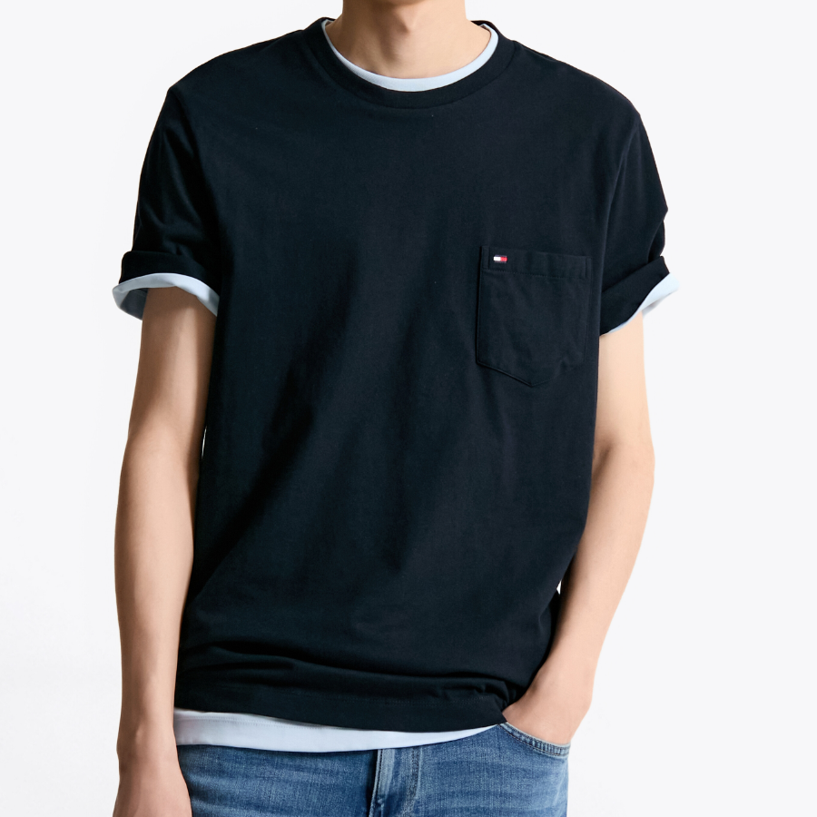 TOMMY HILFIGER [Official Headquarters] Solid Pocket T-Shirt (T12F1TPO110MT1DW5)