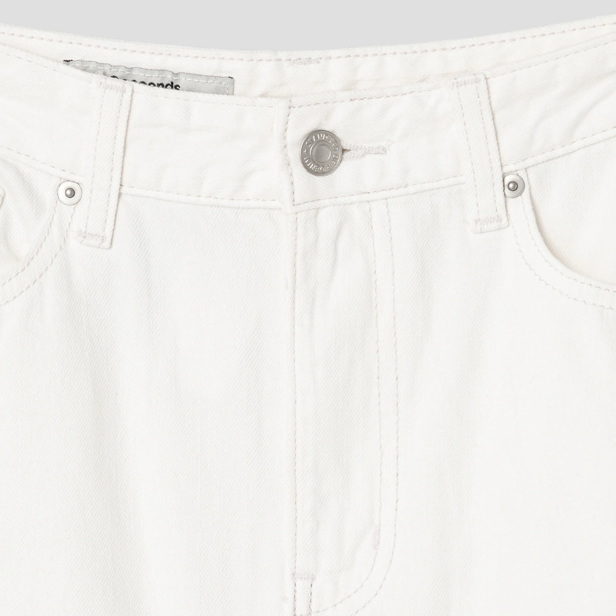 8 seconds White Long Denim Skirt - Ivory