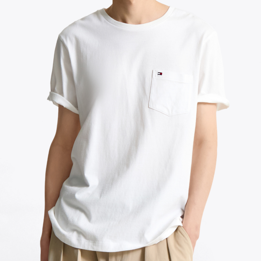 TOMMY HILFIGER [Official Headquarters] Solid Pocket T-Shirt (T12F1TPO110MT1YBR)