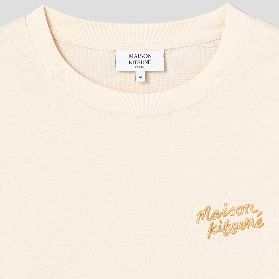 Maison Kitsune Men Maison Kitsune Handwriting Embroidery Oversize Tee - Alabaster