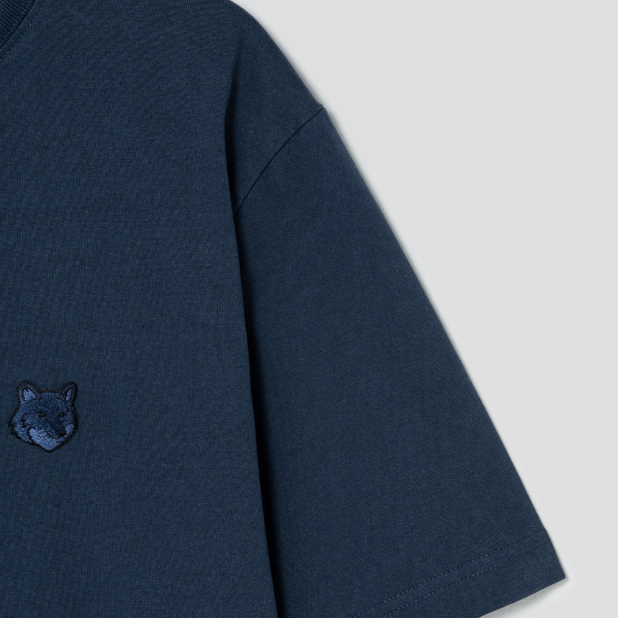 Maison Kitsune Men Tonal Fox Head Patch Comfort Tee Shirt - Ink Blue