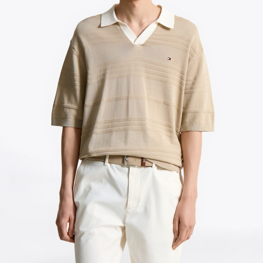 TOMMY HILFIGER [Official Headquarters] Stripe Structure Polo Knit (T12F1KPN240MT2RBT)