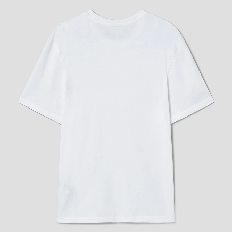 Maison Kitsune Unisex Korean Fox Printed Regular Tee-Shirt - White
