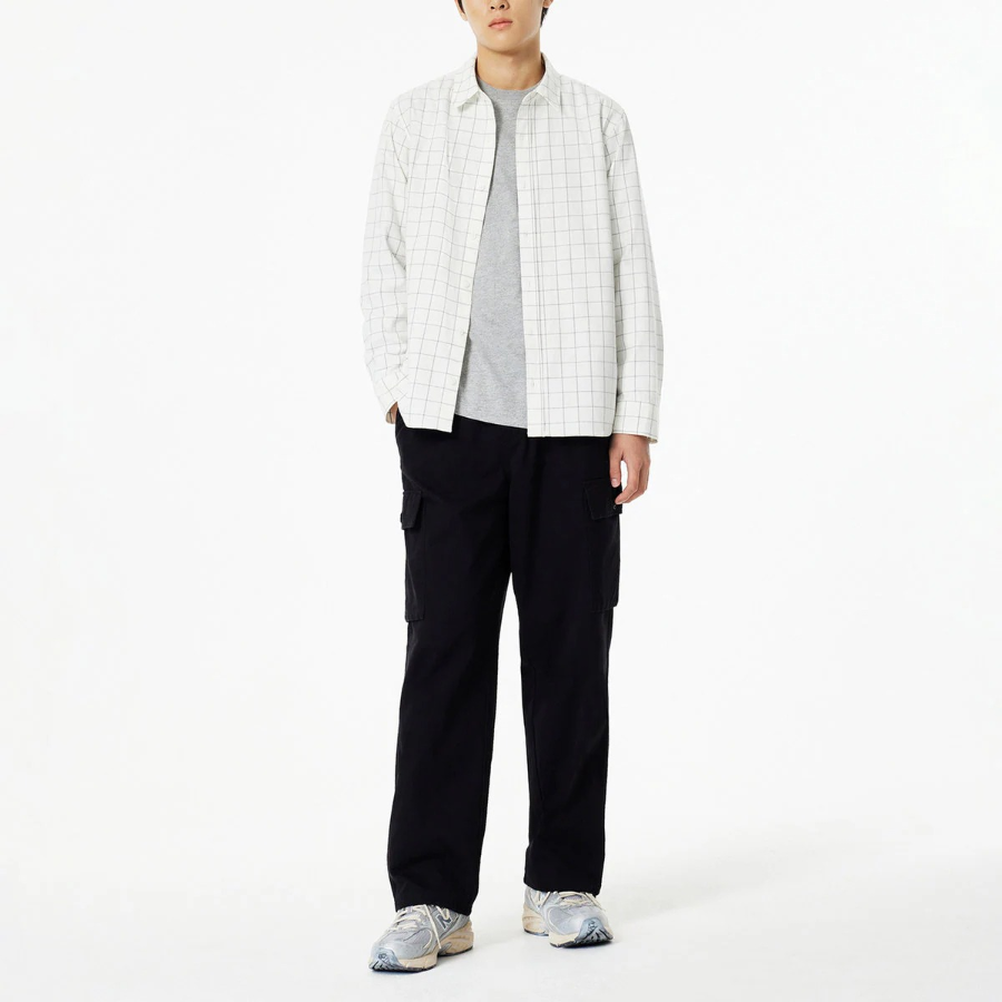 JAJU Unisex Checked Long Sleeve Shirt – Ivory