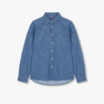 JAJU Men’s Loose Fit Chambray Denim Shirt – Blue