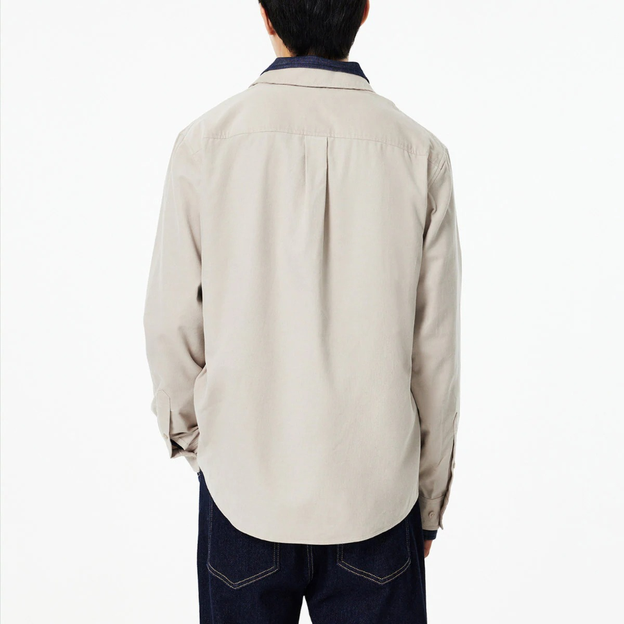 JAJU Men’s Loose Fit Corduroy Shirt – Beige