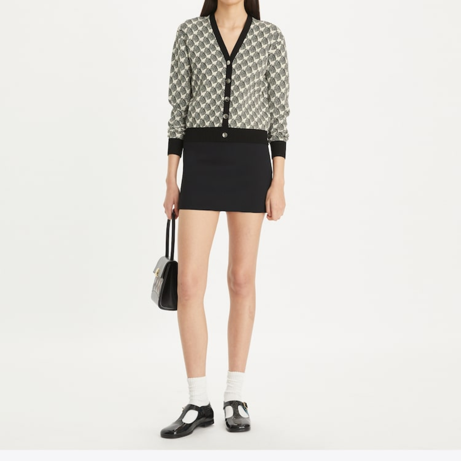 TORY BURCH Jacquard Viscose Cardigan – Ivory