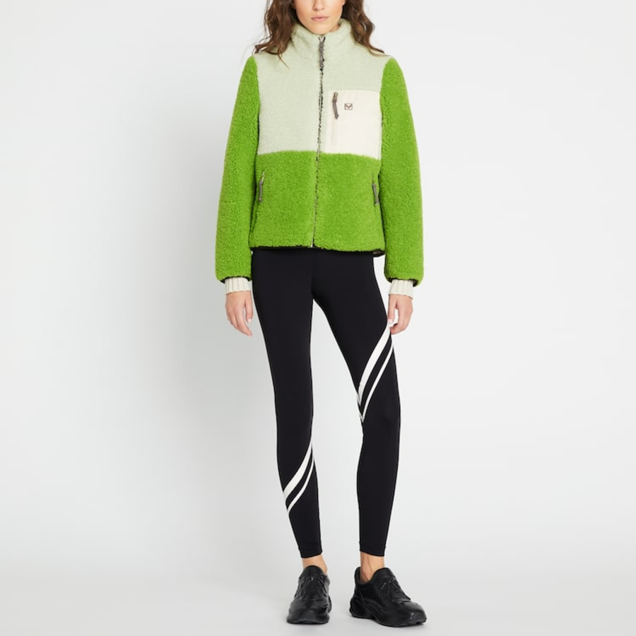 TORY BURCH Colorblock Fleece Jacket – Lime
