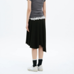 8 seconds Asymmetric Jersey Skirt - Black