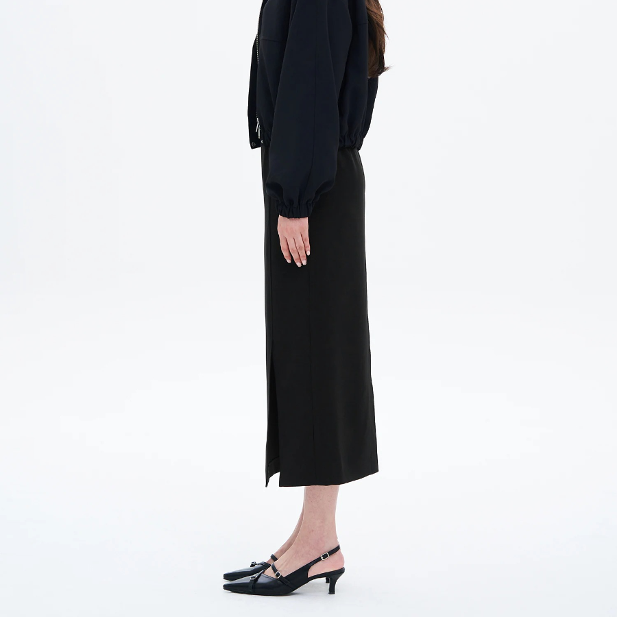 8 seconds Poly Long H-Line Skirt - Black