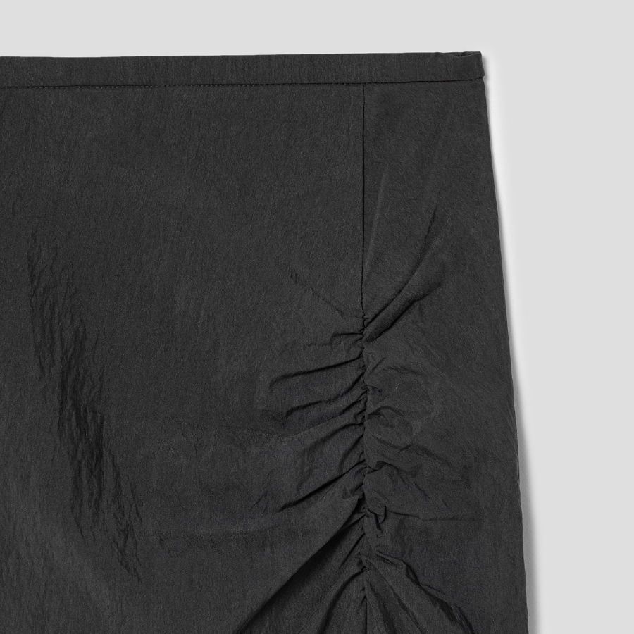 8 seconds Shirring Asymmetric Long Skirt - Ash