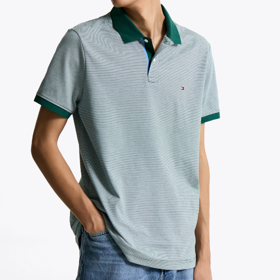 TOMMY HILFIGER [Official Headquarters] Interlock Stripe Polo Shirt (T12F1TKT160MT10CD)