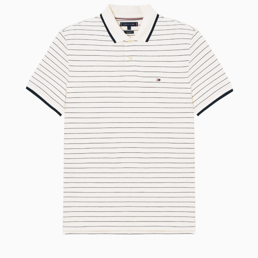 TOMMY HILFIGER [Official Headquarters] Oxford Stripe Polo Shirt (T12F1TKT420MT10FD)