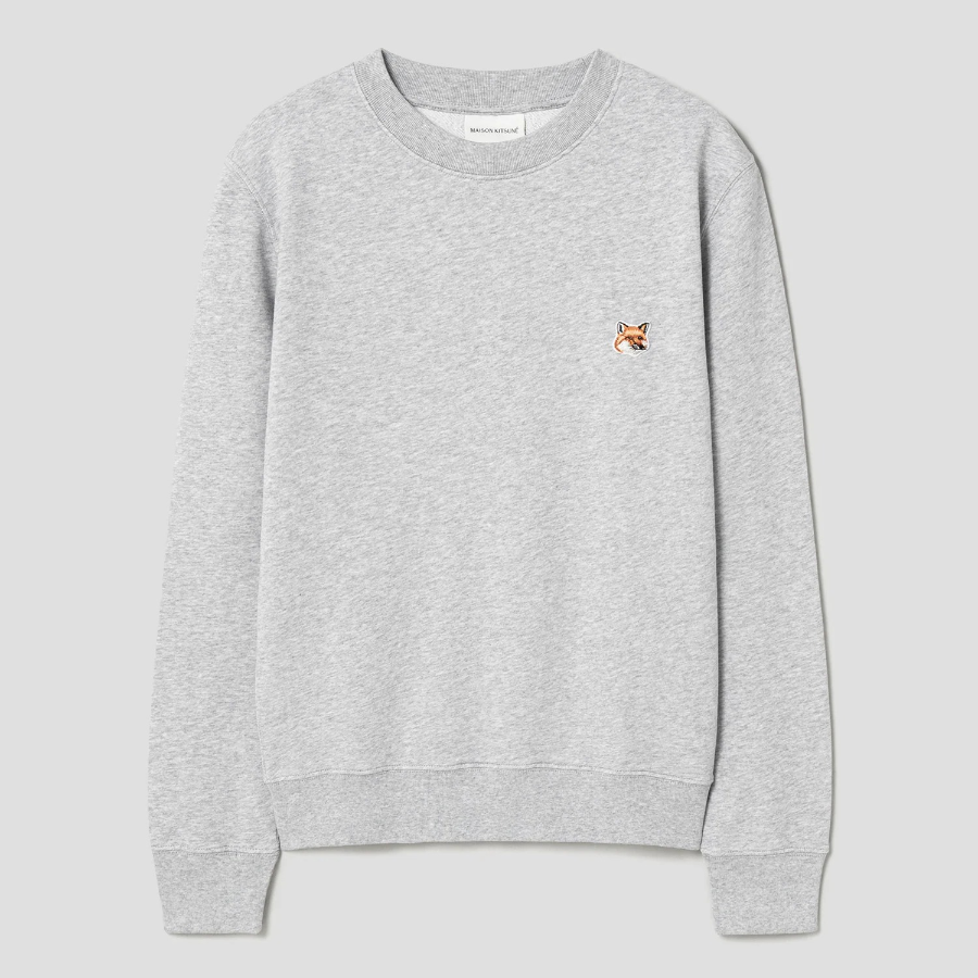 Maison Kitsune Men Fox Head Patch Regular Sweatshirt - Light Grey Melange