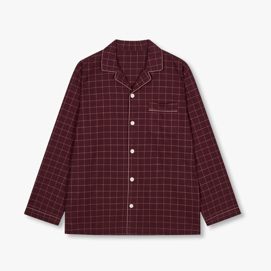 JAJU Flannel Pajama Set – Dark Burgundy