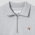 Maison Kitsune Men Fox Head Patch Comfort Half Zip Sweatshirt - Light Grey Melange