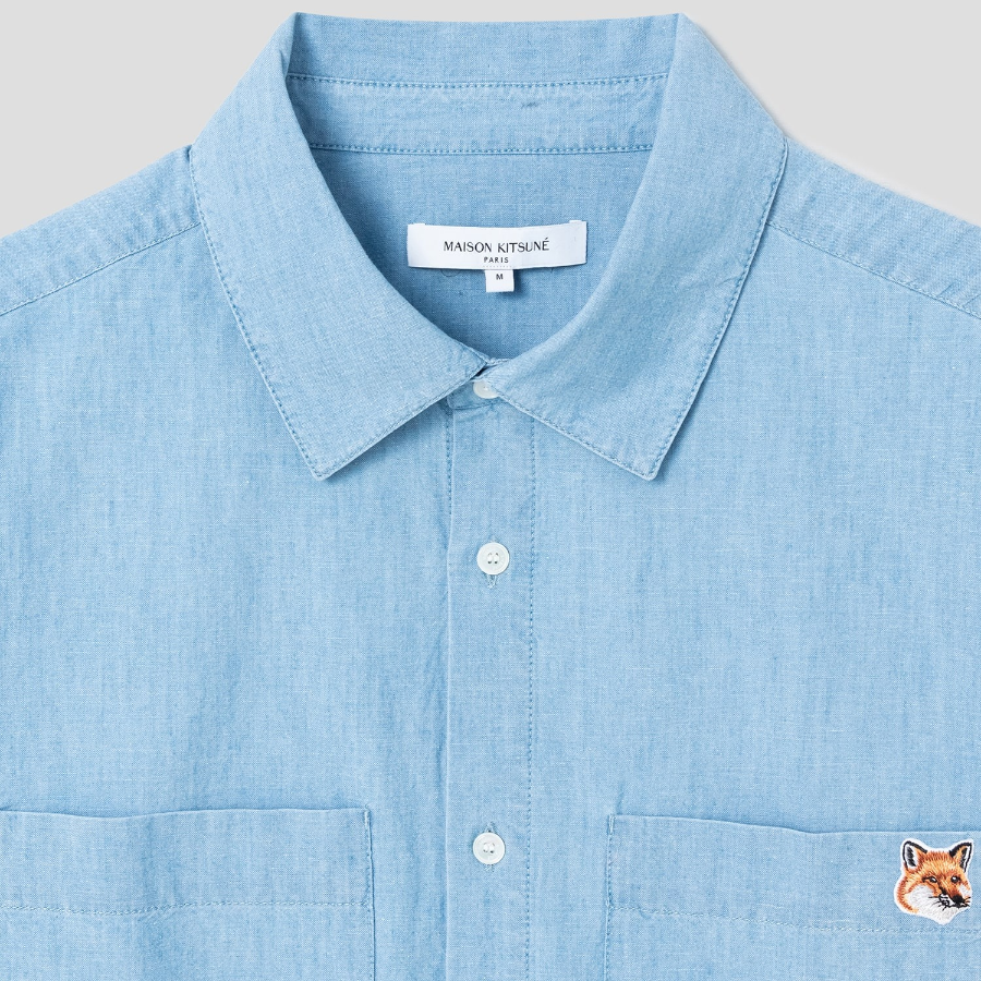 Maison Kitsune Men Relaxed Short Sleeve Shirt - Indigo