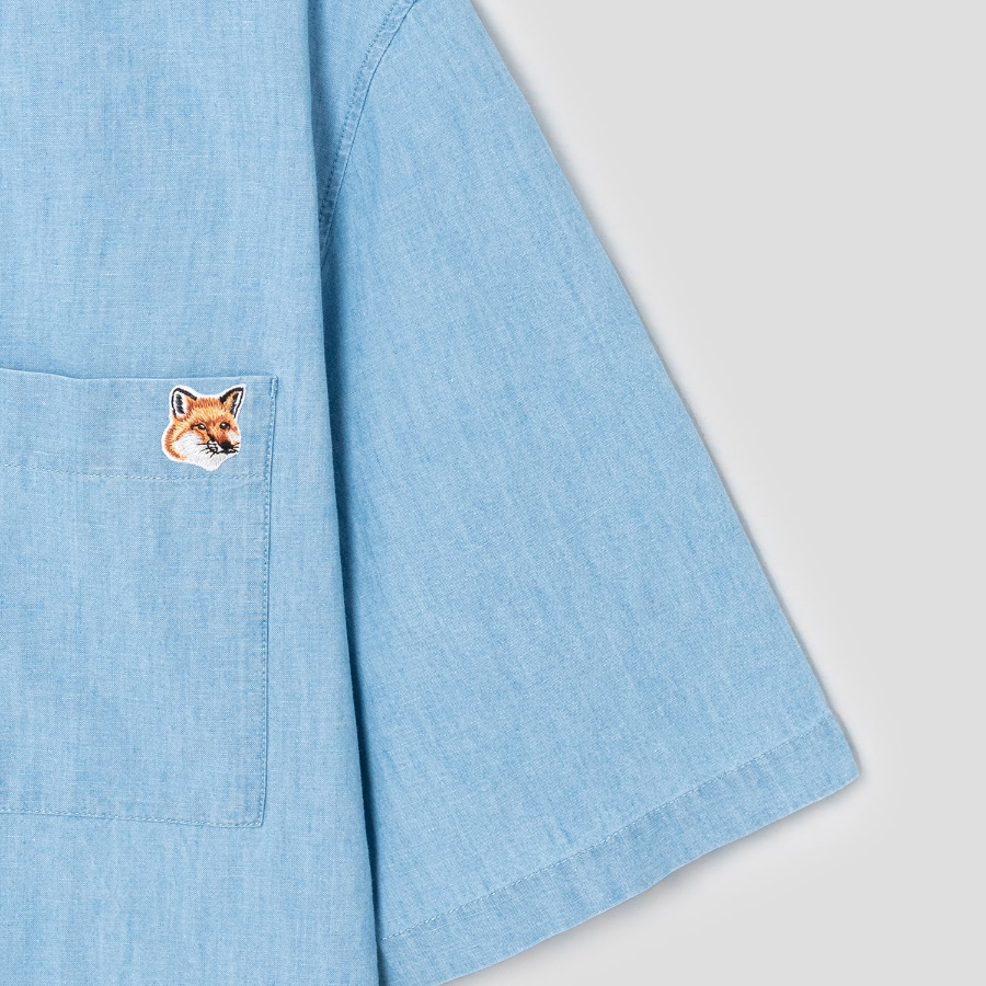 Maison Kitsune Men Relaxed Short Sleeve Shirt - Indigo