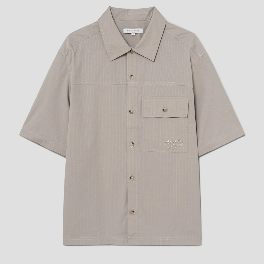 Maison Kitsune Men Short Sleeve Overshirt - Truffle