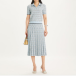 TORY BURCH T Logo Viscose Skirt – Blue T Logo Shadow