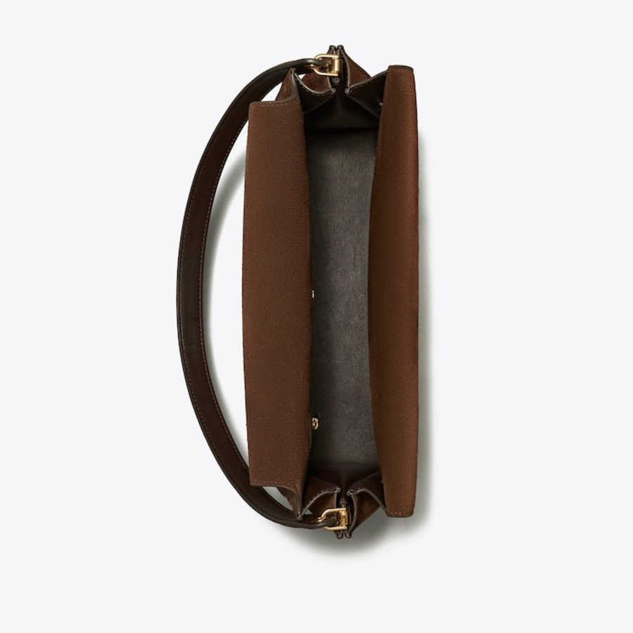 TORY BURCH Lee Radziwill Suede Large Shoulder Bag – Brown