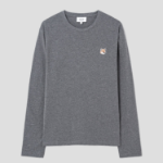 Maison Kitsune Men Fox Head Patch Regular Long Sleeves Tee-Shirt - Dark Grey Melange