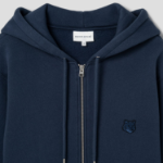 Maison Kitsune Men Tonal Fox Head Patch Comfort Zipped Hoodie - Ink Blue