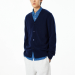 JAJU Merino Wool V-Neck Knit Cardigan – Navy