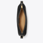 TORY BURCH T Monogram Pebble Crescent Bag – Black