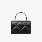 TORY BURCH Kira Diamond Quilt Mini Top Handle Chain Wallet – Black