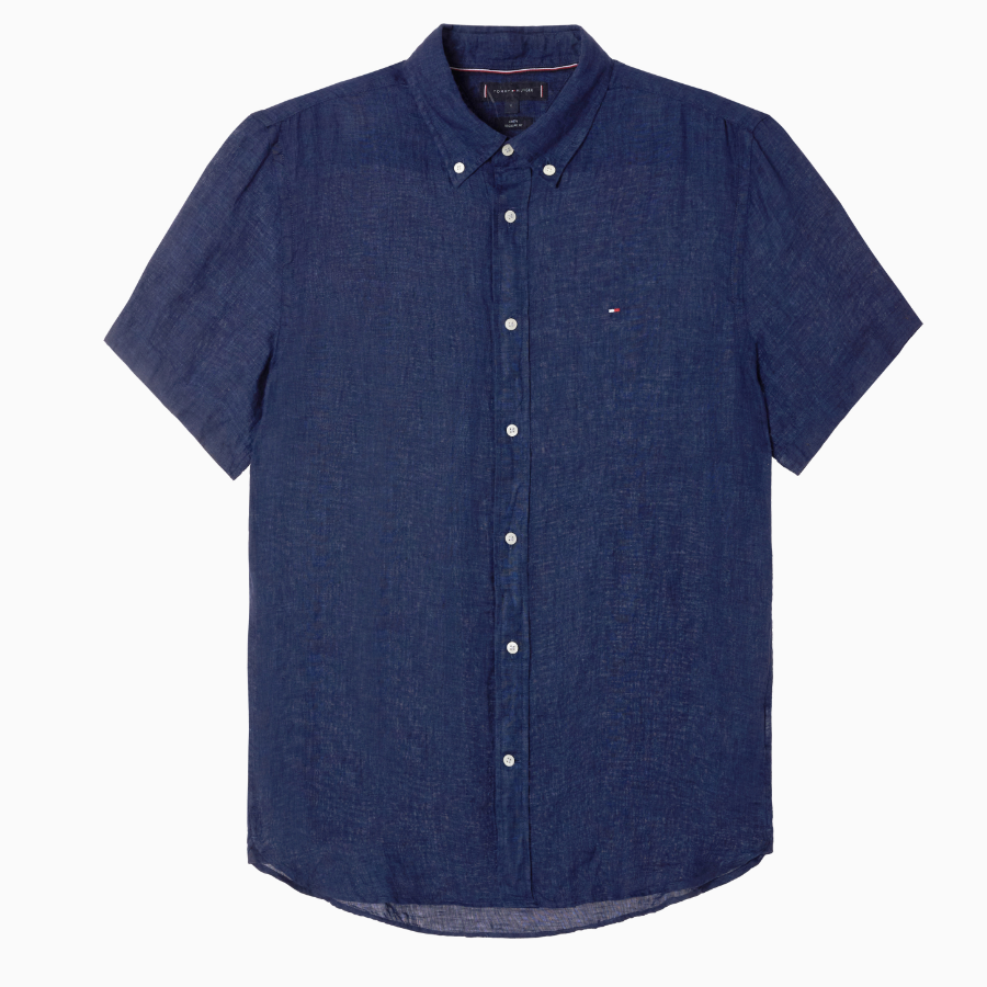 TOMMY HILFIGER [Official Headquarters] [Regular fit] Pigment Dyed Linen Short Sleeve Shirt (T12F3WSH120MT1DCC)