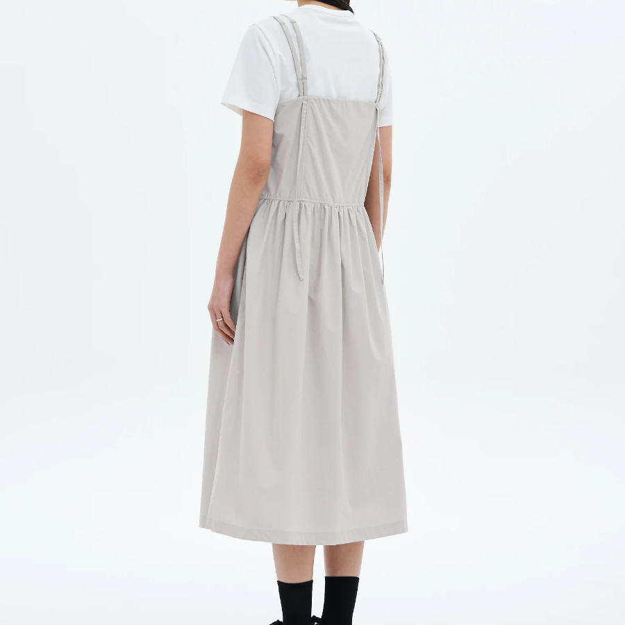 8 seconds Cotton Peach Layered Dress — Light Gray