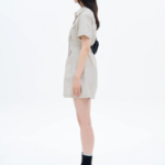 8 seconds 40s Cotton Blend Shirt Mini Dress — Light Gray