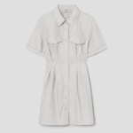 8 seconds 40s Cotton Blend Shirt Mini Dress — Light Gray