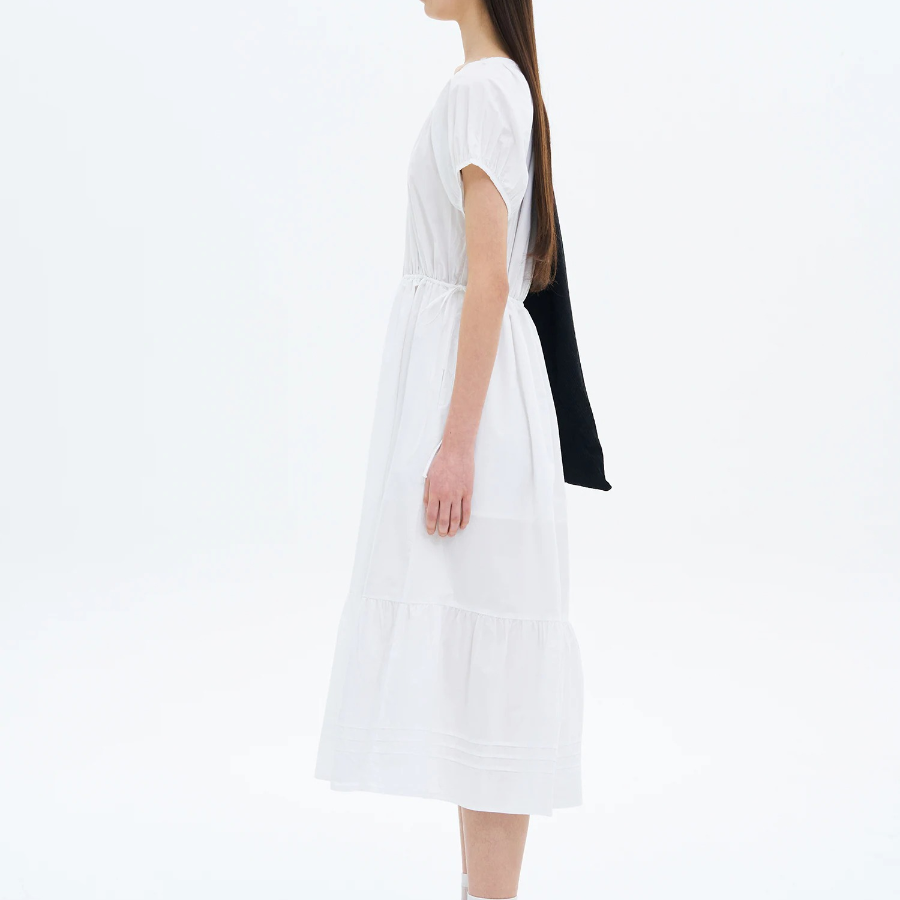 8 seconds Cotton Short Sleeve Long Dress — White