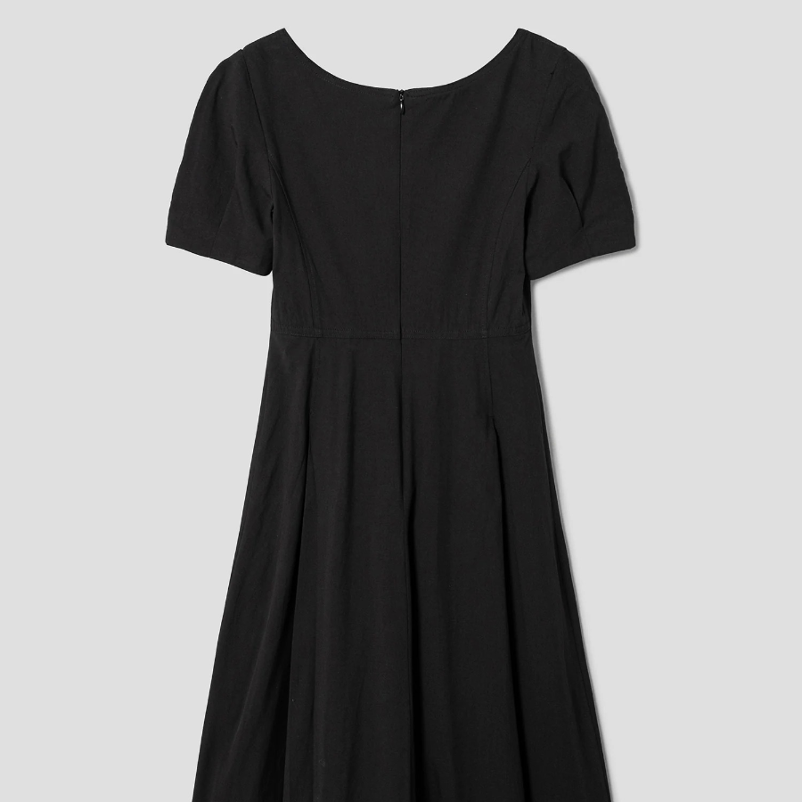8 seconds Short Sleeve Volume Long Dress — Black