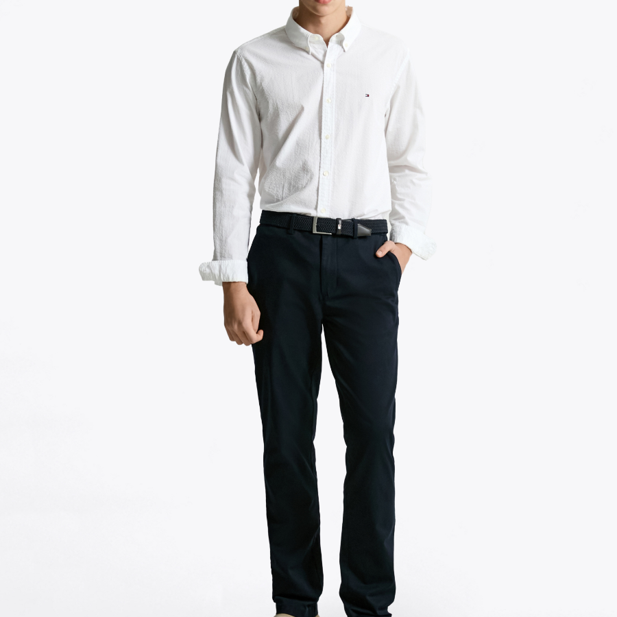 TOMMY HILFIGER [Official Headquarters] [Asian Fit] Seersucker Solid Shirt (T12F1WSH130MT2YCF)
