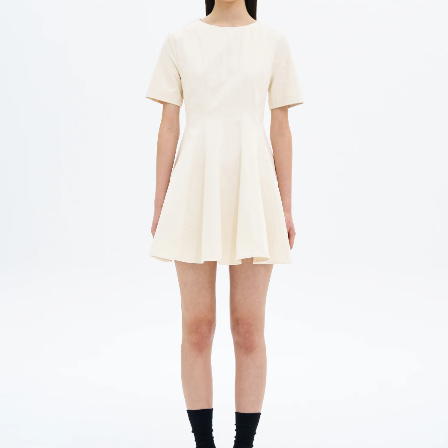 8 seconds Flare Mini Dress — Beige