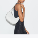 TORY BURCH T Monogram Pebble Crescent Bag – Titanium