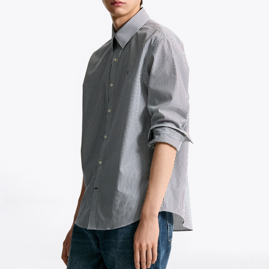 TOMMY HILFIGER [Official Headquarters] Cotton Stripe Shirt (T12F1WSH110MT20BD)