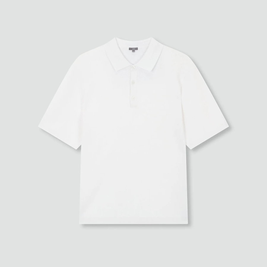 JAJU Lightweight Knit Polo Shirt – White