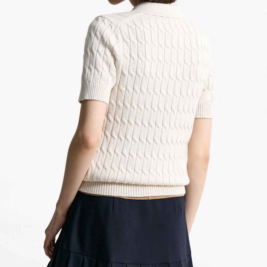 TOMMY HILFIGER [Official Headquarters] Cable Polo Short-Sleeve Pullover