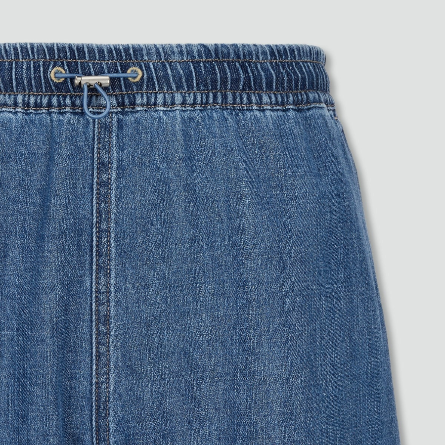 JAJU Washed Denim Half Pants – Blue