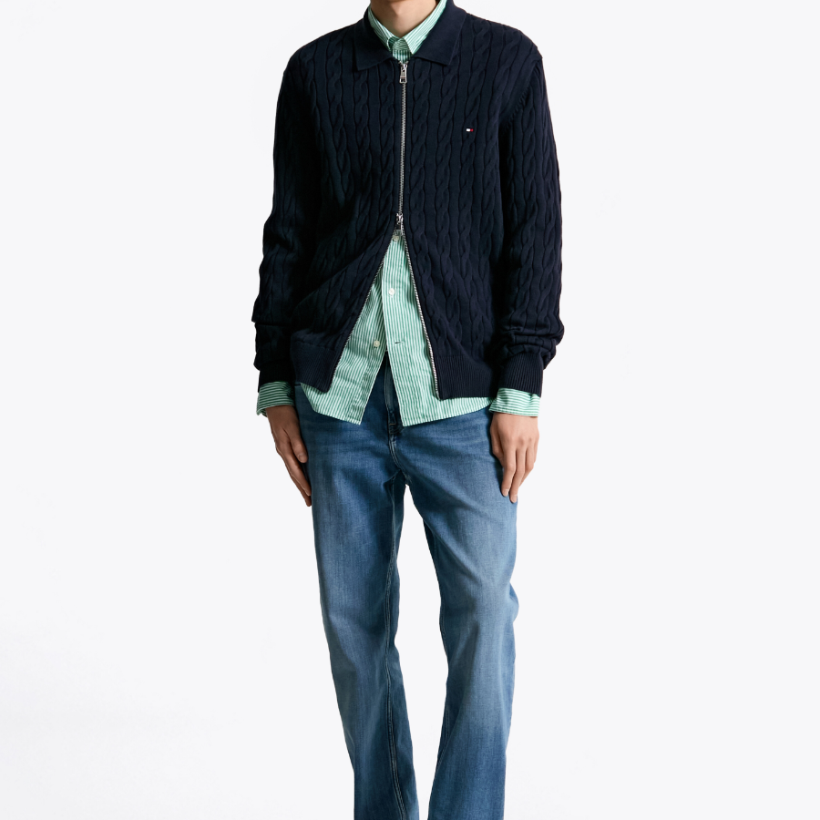 TOMMY HILFIGER Classic Cable Polo Zip-Up