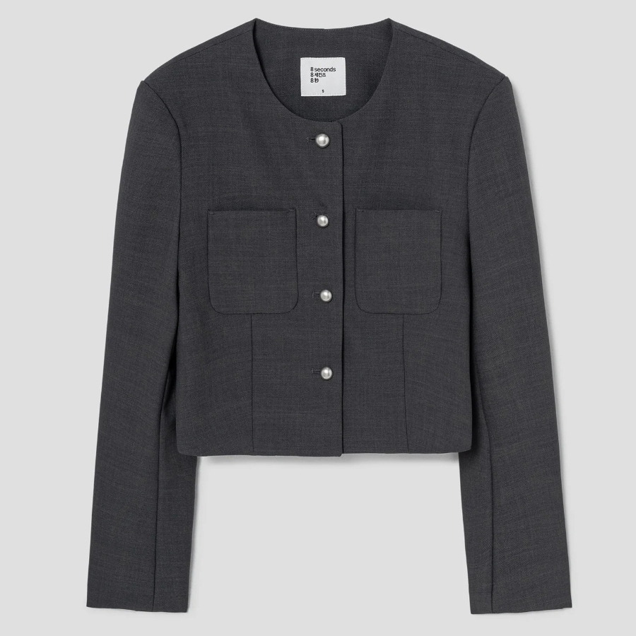 8 seconds Round-Neck Jacket – Ash