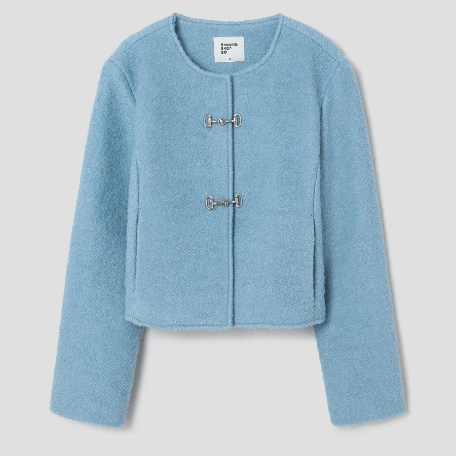 8 seconds Boucle Buckle Short Jacket – Sky Blue