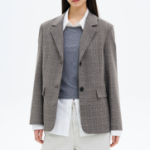 8 seconds Checked Tailored Jacket – Grey