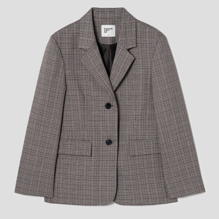 8 seconds Checked Tailored Jacket – Grey