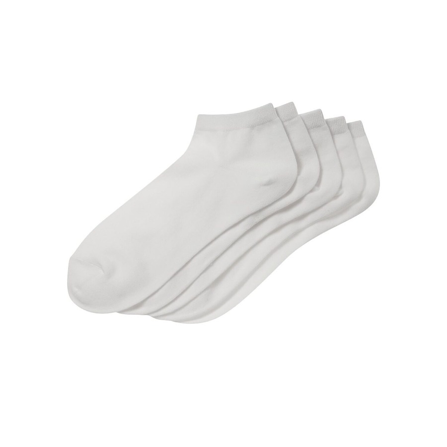 JAJU Cotton Sneaker Socks 5-Pack – White
